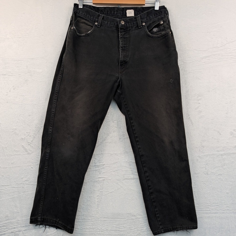 VTG Harley Davidson Jeans Men's 33x27 Black Relaxed Fit Biker Made in USA Y2K